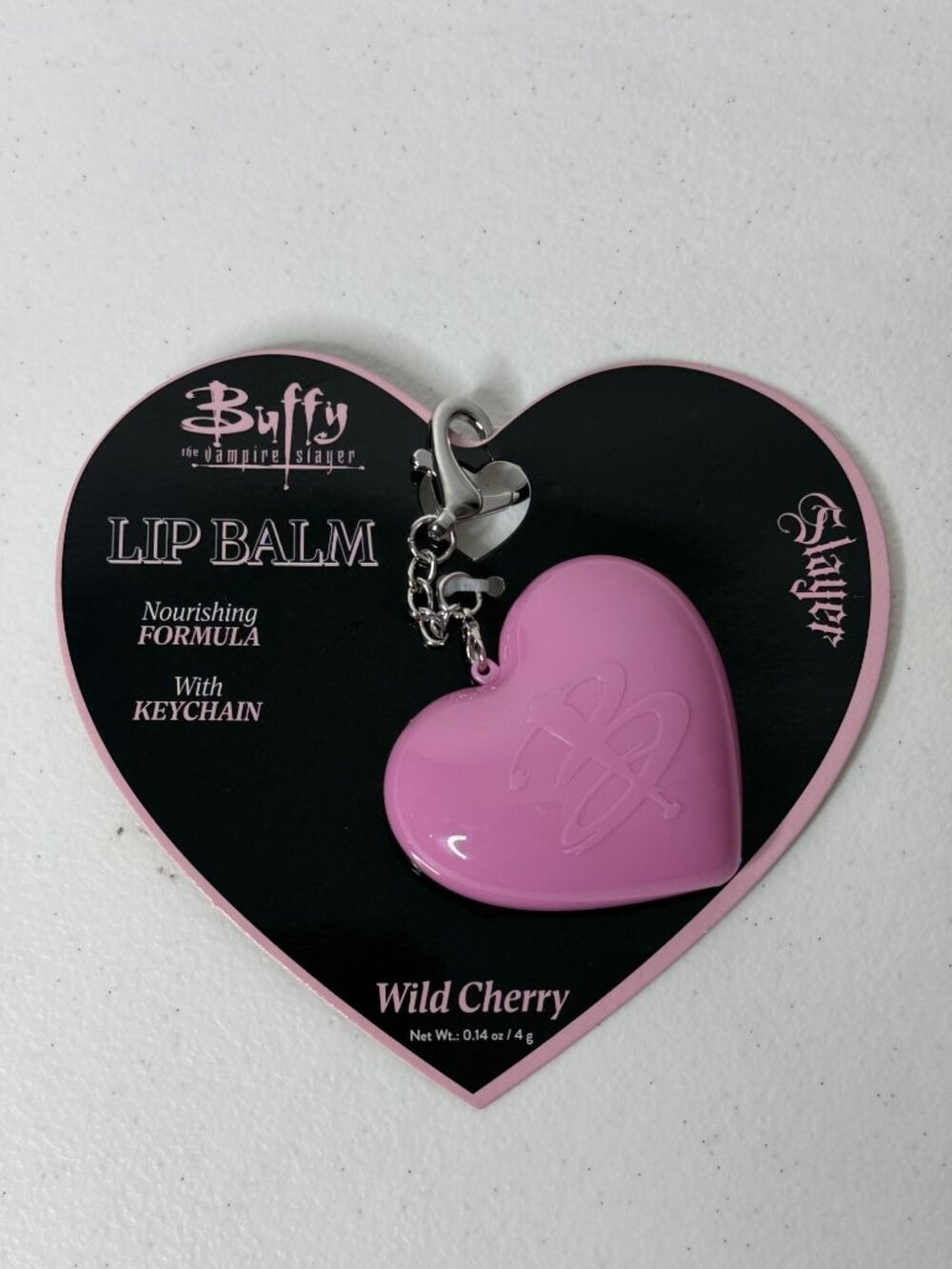 Buffy Vampire Slayer Lip Balm Keychain Wild Cherry Heart Y2K Gothic